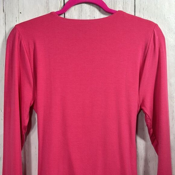 J.Crew Pink Long Sleeve Faux Wrap Top with Velvet Tie NWT Size M - Picture 13 of 14